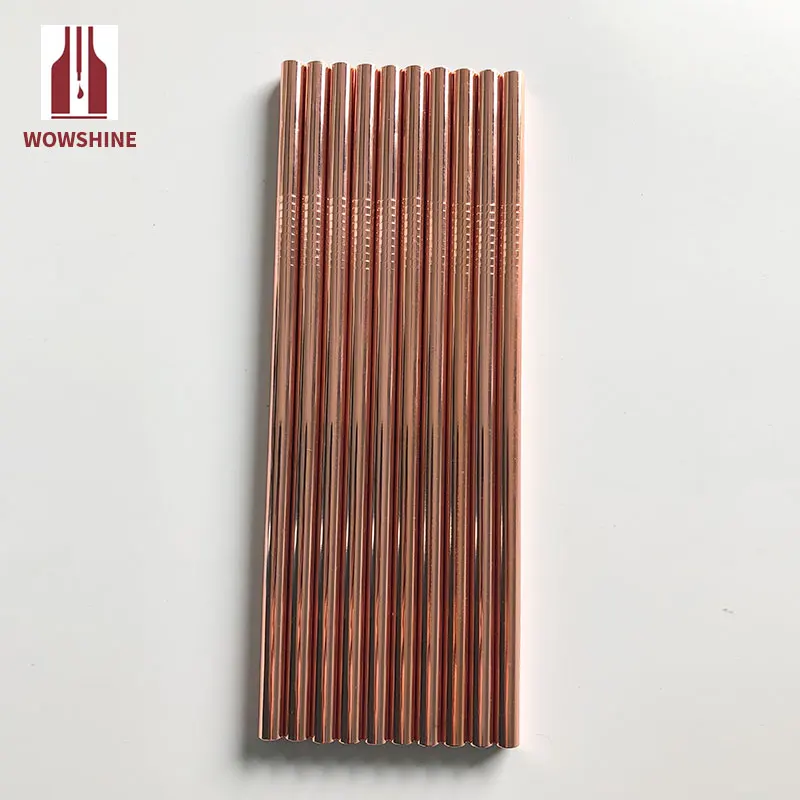 WOWSHINE New Rose Gold Drinking Straw Milk Straw 100pcs/lot Diameter 8MM Length 215mm