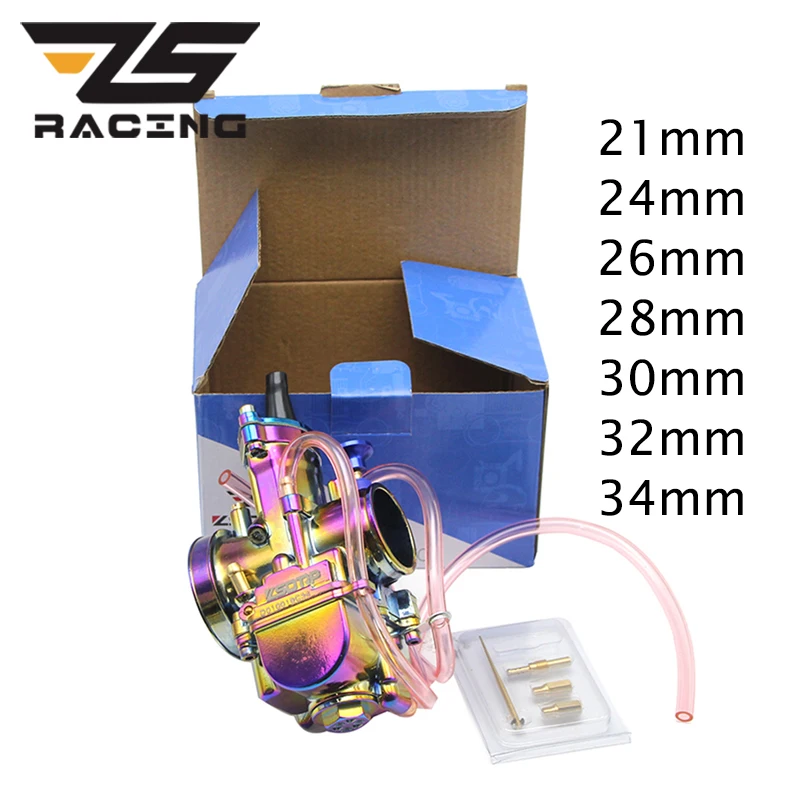 ZS Racing Colorful 21 24 26 28 30 32 34mm PWK Keihin Carb Motorcycle Carburetor With Power Jet Racing Moto 90cc-250cc