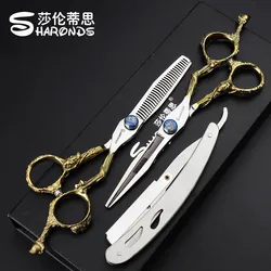 6 inch hairdressing scissors for barber professional high quality 9cr13 Japan cutting scissors thinning shears monkey sapphire
