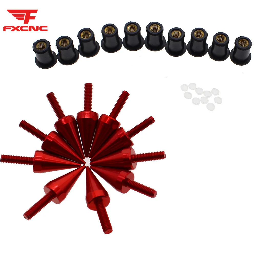 10pcs/1set M5 CNC Aluminum Universal Motorcycle Windshield Spike Bolts Screw Nuts M5 Motorcycle Windshield Spike Bolts Screw Nut