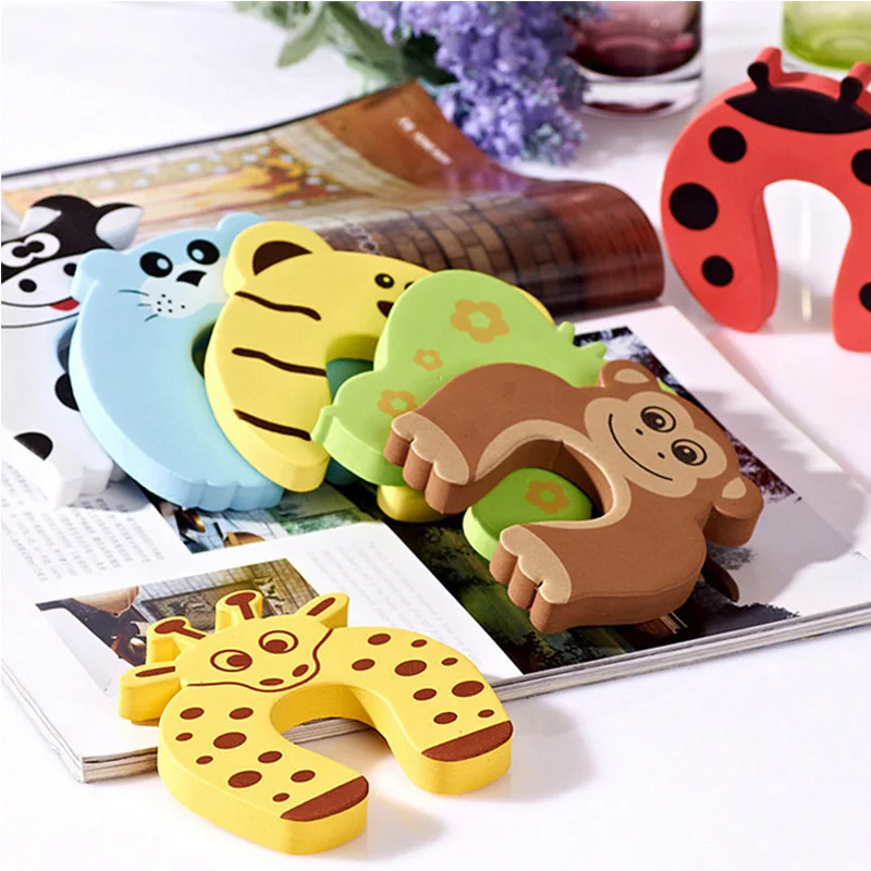 Child Safety Protection Baby Safety Animal Security Card Door Stopper Baby Care Newborn Protect Lock Finger Protector 5pcs/Lot