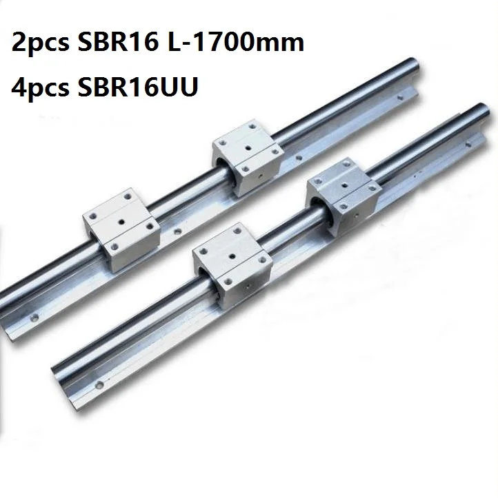 

2pcs SBR16 L-1700mm support rail linear guide + 4pcs SBR16UU linear bearing blocks for CNC router parts