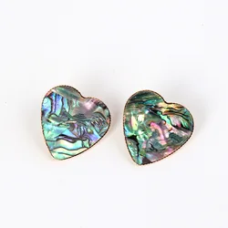 Heart Shape Exquist Abalone Shell Stud Earrings Rattan Weave Leopard Leather Stud Earrings For Women Fashion Jewelry