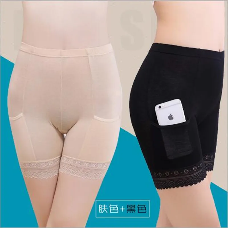 Women Modal Long Leg Briefs with Pockets Girl Underwear Anti-light Safety Pants Anti-theft Knickers BSD9058