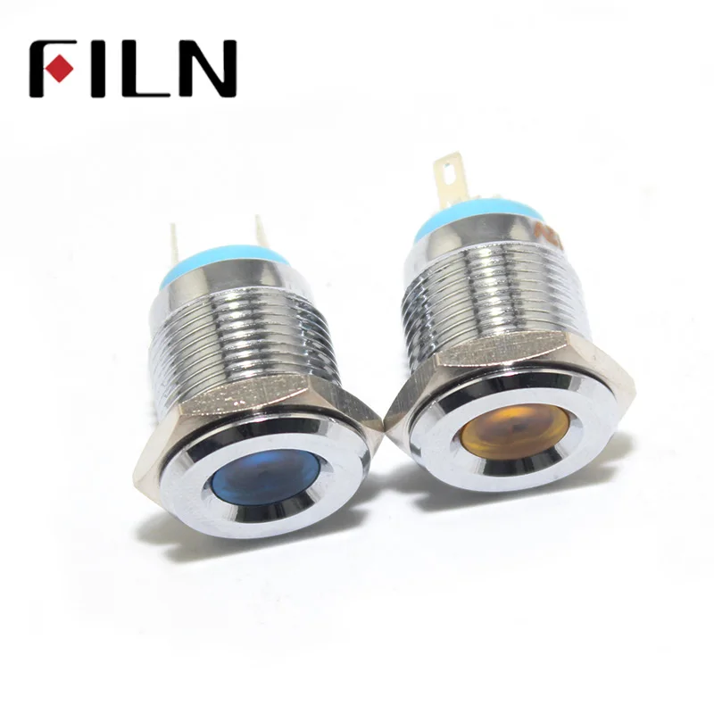 FILN FL1M-16FJ-2 12 V 24 V 220 v vermelho verde azul led Indicador de Metal 16mm Sinal piloto lâmpada luz