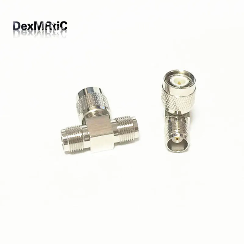 1pc TNC  Male Plug switch 2*TNC female jack  T Type splitter RF Coax Adapter convertor straight Nickelplated  NEW wholesale