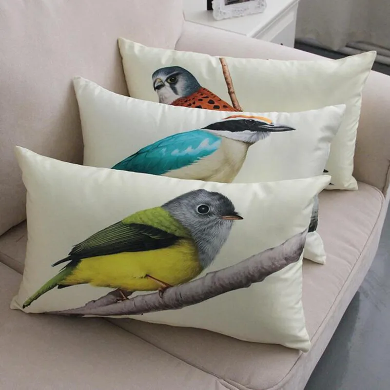 European Creative Bird Pillow Cover, Free Hand Painted Christmas Cover, Wholesale Size 30x50cm