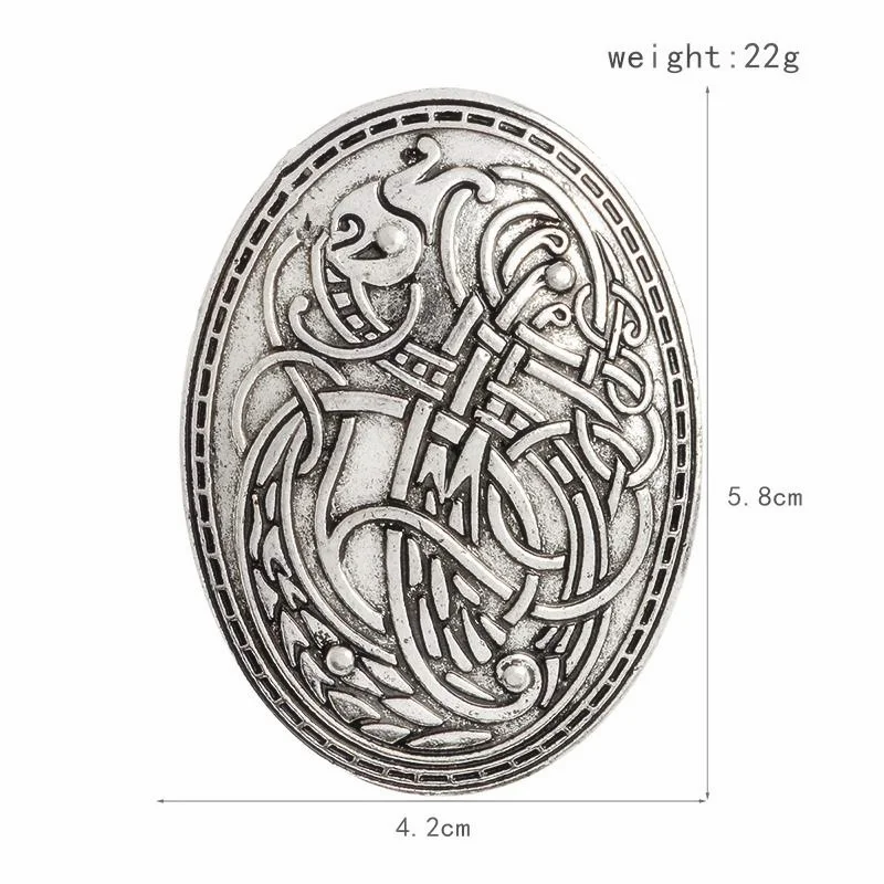 Viking Were Wolf Carved Rune Ethnic Peace Brooch Totem Badge Folk-Custom Accessories Color Cosplay Corsage Jewelry for Women