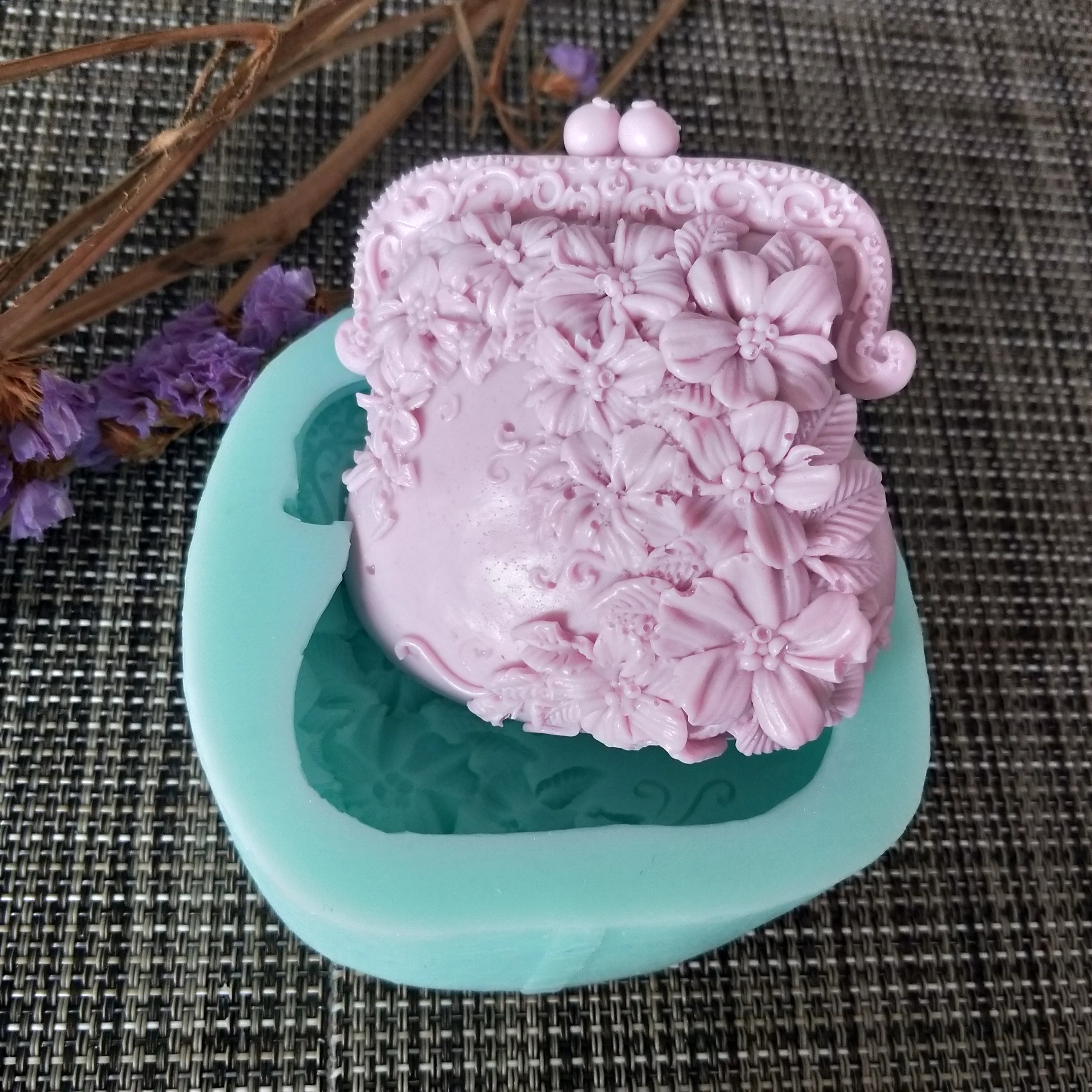 

HC0016 silicone mold soap mould Flower purse flowers handmade soap making molds candle silicone mold resin clay mold