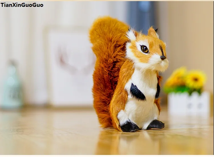 

simulation squirrel hard model large 20x18cm polyethylene&furs brown squirrel craft home garden decoration gift s1220