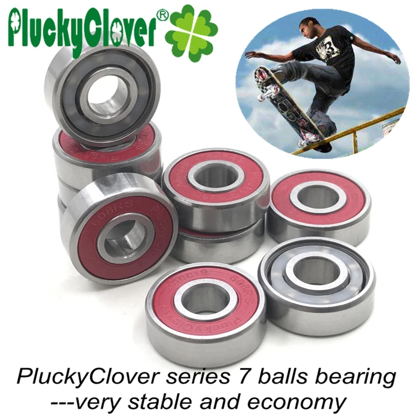 10pcs Red Bearing 608 Double rocker Inline Skates Bearing 608rs Skateboard Roller Bearing Longboard Penny Drift Board Fsk Skates