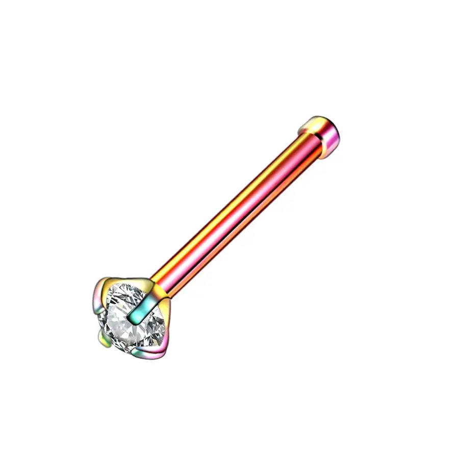 1PC Staal Crystal Gem L Vorm Neus Stud Piercings Neus Bot Schroef Nazir Piercing Neusgat Oorbel Piercings Sieraden 20G