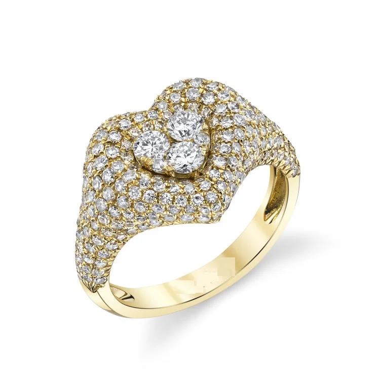 iced out bling micro pave cz sparking bling wedding engagement Heart shape ring for women rock hip hop jewelry fashion