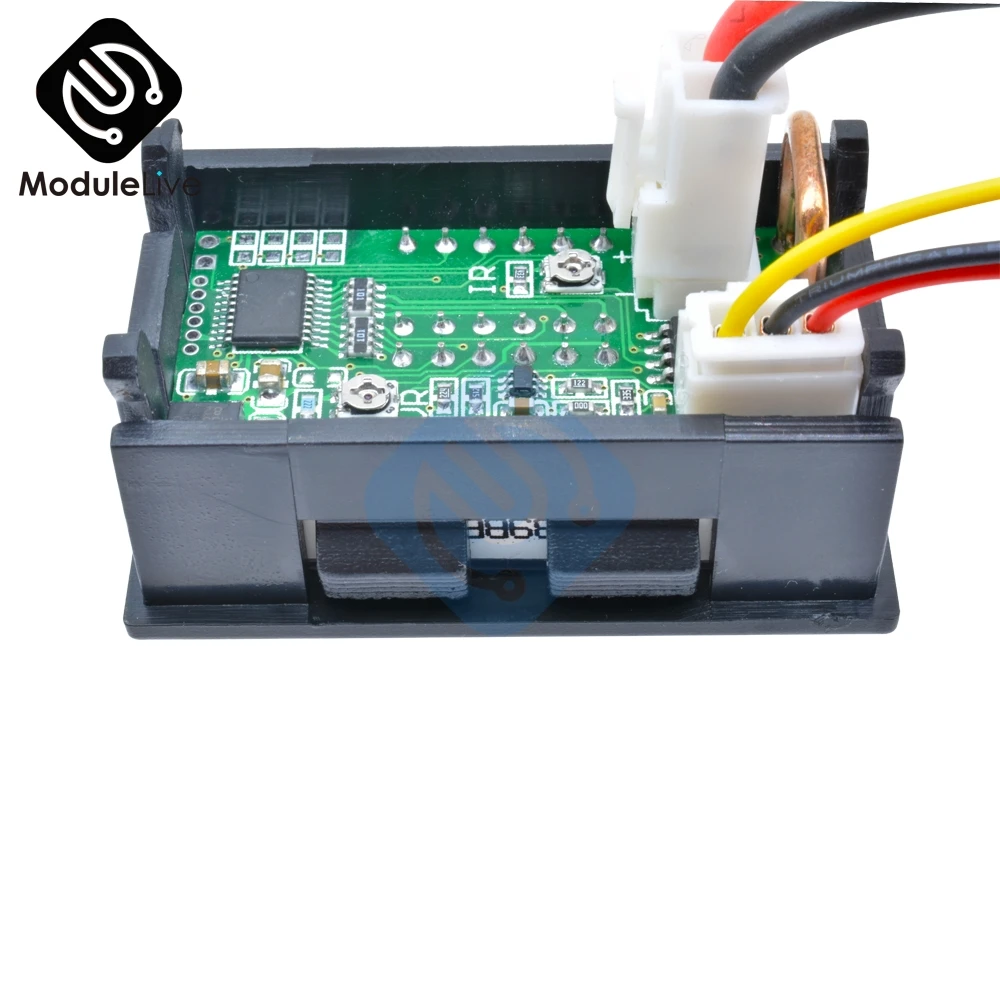 0.28 Inch Digitale Dc Voltmeter Amperemeter 4 Bit 5 Draden Dc 200V 10A Voltage Current Meter Voeding Rood blauw Led Dual Display