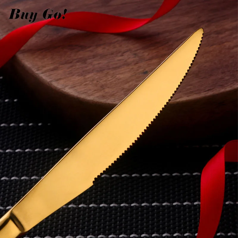 16/24PCS Red Gold Cutlery Stainless Steel Flatware Set Dinner Knife Spoon Fork Set Kitchen Tools Dinnerware Christmas Gifts