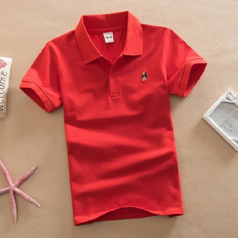 Brand Boys Shirts 3-15 Year Pure Solid Candy Baby Boy Tops Children Tees Shirts Outfits Kids Jersey Cotton Golf Shirt