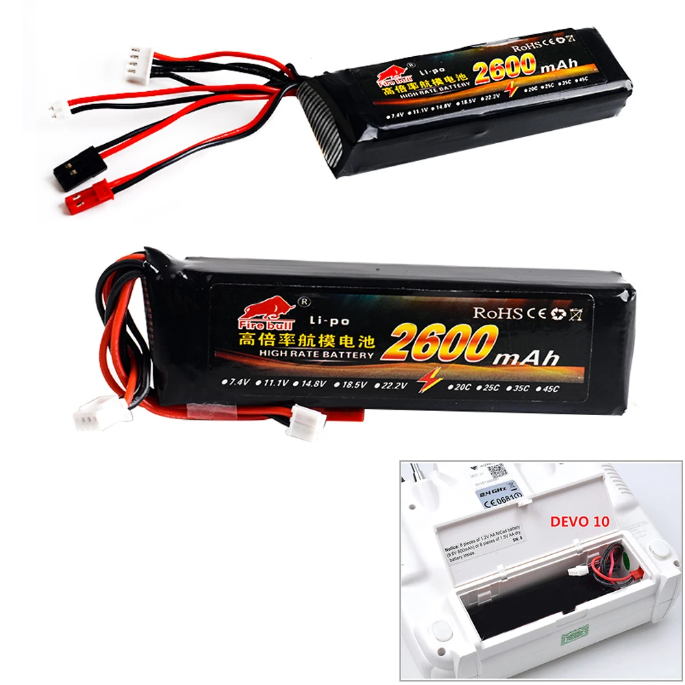 جهاز إرسال RC 11.1 فولت 2600mAh 8C 3S بطارية ليثيوم بولي RC لـ والكيرا ديفو 7 ديفو 10 DEVO12E F12E WFLY9 RadioLink AT9 AT10