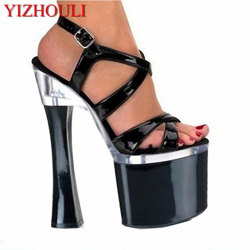 

Sexy Women's Shoes Thick Super 18CM Sexy High-Heeled Shoes Sandals Black Platform Performance / Star /Dance Shoes