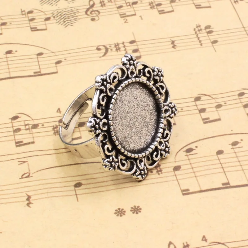 Fit 15mm Ring Metal Alloy Round Blank Setting Bezel Blank Cabochon Ring Base For DIY Ring 10pcs/lot K05293