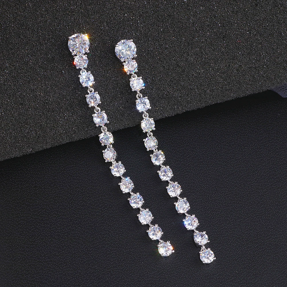 Classic Elegant AAA Cubic Zircon Drop Earrings for Women Bride Fashion Long Earrings Brincos Bijoux Wedding Jewelry Gifts WX157