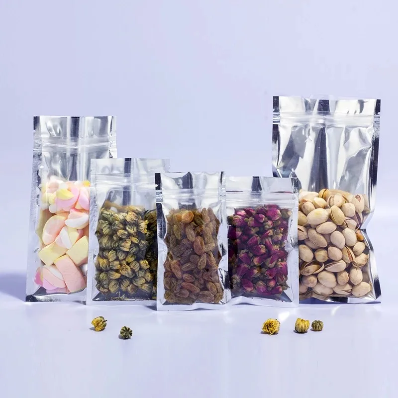 Aluminum Foil / Clear Reclosable Valve Zipper Plastic Retail Packing Pack Bag Zip Lock Ziplock Bag Storage Sample Mylar Package