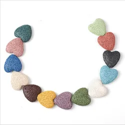 Natural Stone Black White Volcanic Lava Beads Heart Shape Rock Spacer Beads For Necklace Earrings DIY Jewelry Making Z833