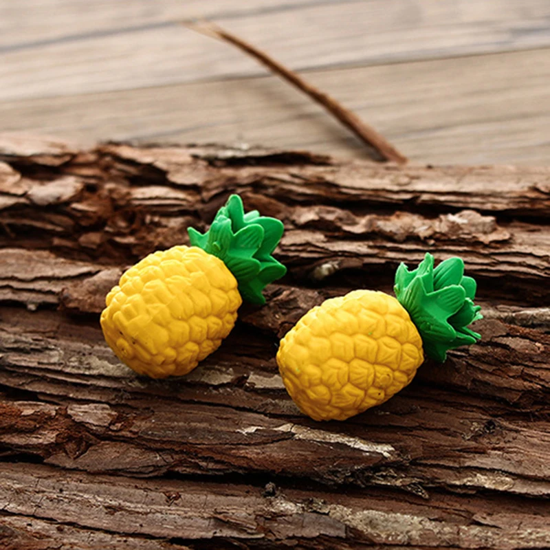 2 Pcs Cute Yellow Pineapple Pencil Eraser Student Prizes for Kids School Supplies Stationery Promotion Gifts