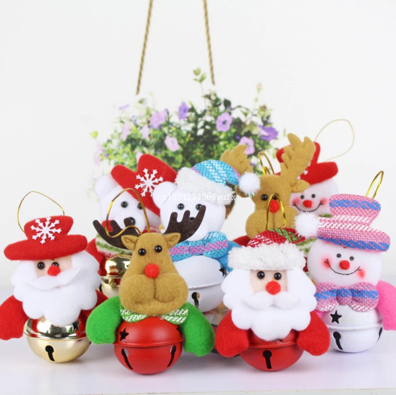 

500pcs Christmas Decoration Bells Hanging Party Charm Christmas Tree Decoration Accessories Santa Claus Snowman Doll Pendant