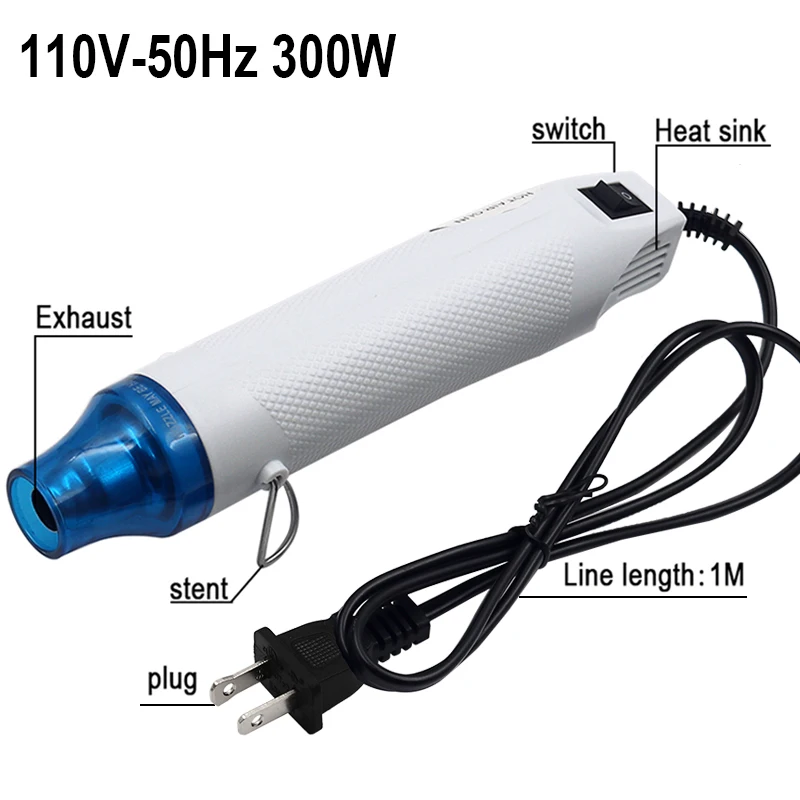 110V DIY Using Heat Gun Electric Power Tool Hot Air 300W Temperature Gun with Supporting Seat Shrink US Plug