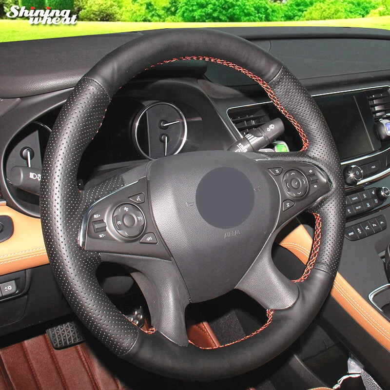 

Shining wheat Black Genuine Leather Car Steering Wheel Cover for Buick Lacrosse 2016