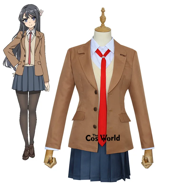 Seishun Buta Yarou wa Sakurajima Mai School Uniform Dress Outfit Anime Cosplay Costumes