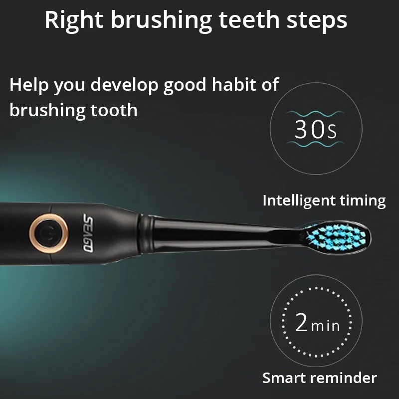 Adult\'s Sonic Electric Toothbrush 2 Mins Smart Timer 40000 Strokes Deep Oral Clean 5 Modes Waterproof USB Rechargeable