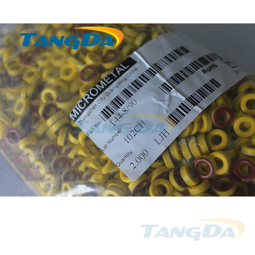 

Tangda Iron Power Cores inductor T44-8 11.2*5.82*4.04 mm yellow/red coated ferrite ring core Magnet filtering