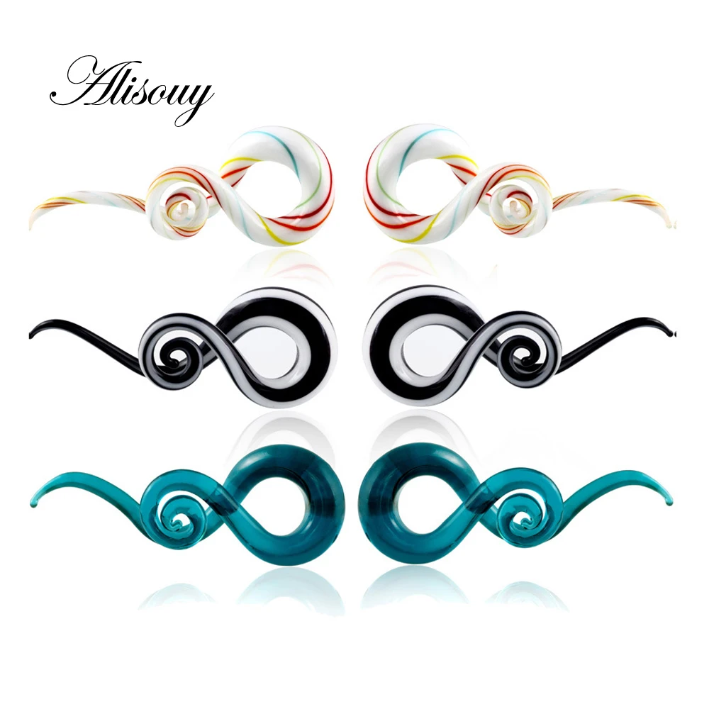 Alisouy 1 pair 5/6/8/10/12mm Ear Stretchers Plugs and Tunnels Piercing Tunnels Ear Gauges beauty Glasses nail ear jewelry women