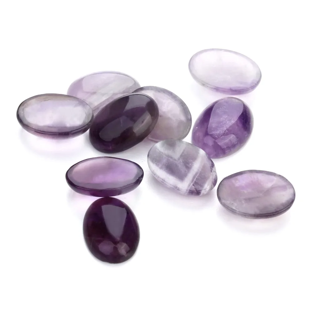 10pcs Natural Stone Oval Flatback 10x14/13x18/18x25mm Amethyst Cabochon Spacers For DIY Jewelry Making Earrings Accessories