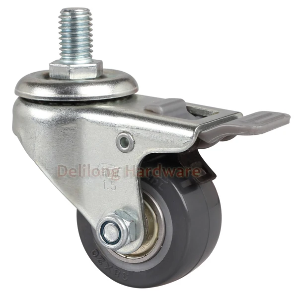 

1.5" plastic dual brake Caster wheel 40kg duty, double ball bearing.