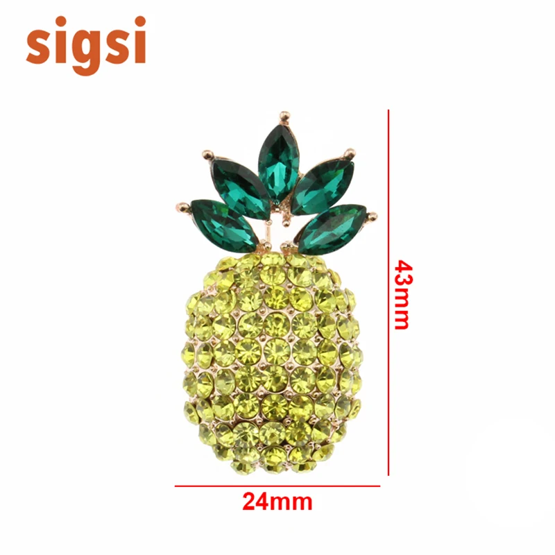 Free Shipping 43*24mm Fashion Jewelry Brooches For Women Rhinestone Crystal Pineapple Fruit Pin Brooch