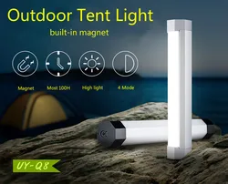 Linterna de luz LED de emergencia magnética multifuncional, 5 modos, lámpara para exteriores, mini linterna para acampar, tubo portátil recargable