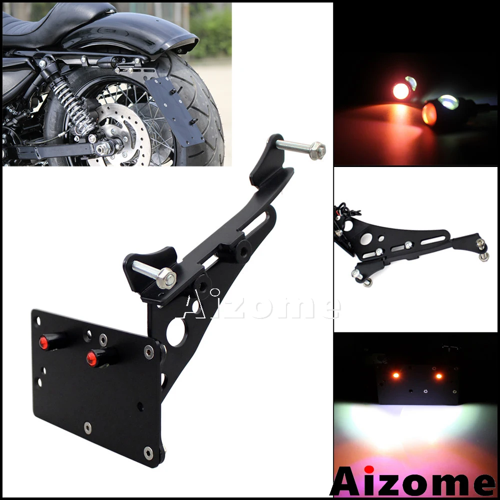 

Side Mount License Plate Frame 4" X 7" Number Plate Holder w/ Tail Light For Harley Sportster XL883 XL1200 48 72 Iron 883 2017