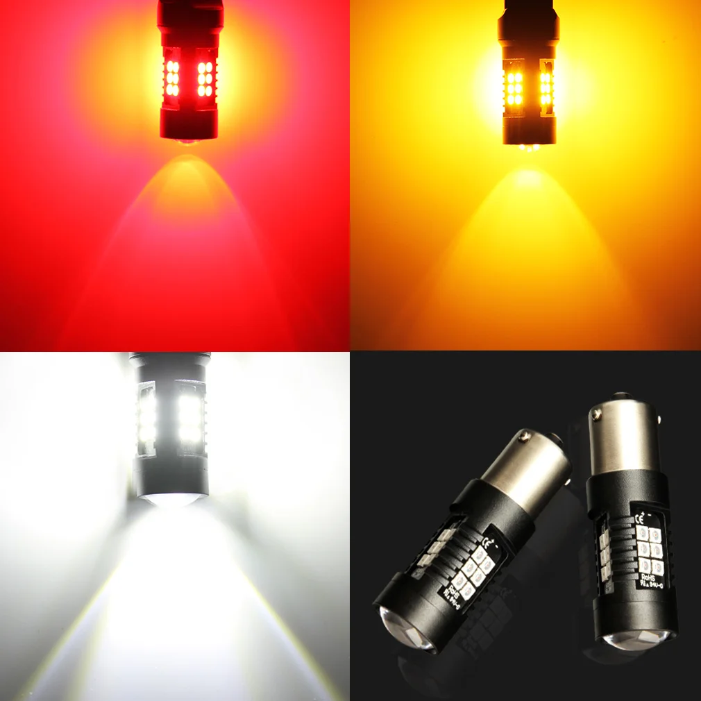 2pcs 1200LM 1156 BAU15S LED Bulb Car Fog Light Tail Driving Lamp DRL Auto Turn Signal Reverse Lights 6000K 3030 21SMD 12V D035