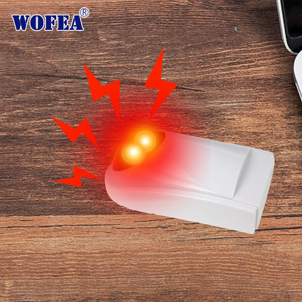 Wofea Wireless Outdoor Waterproof Sound Strobe Flash Siren With 120db Alarm Volume And Red Flash Lighting Solar Back Up Battery