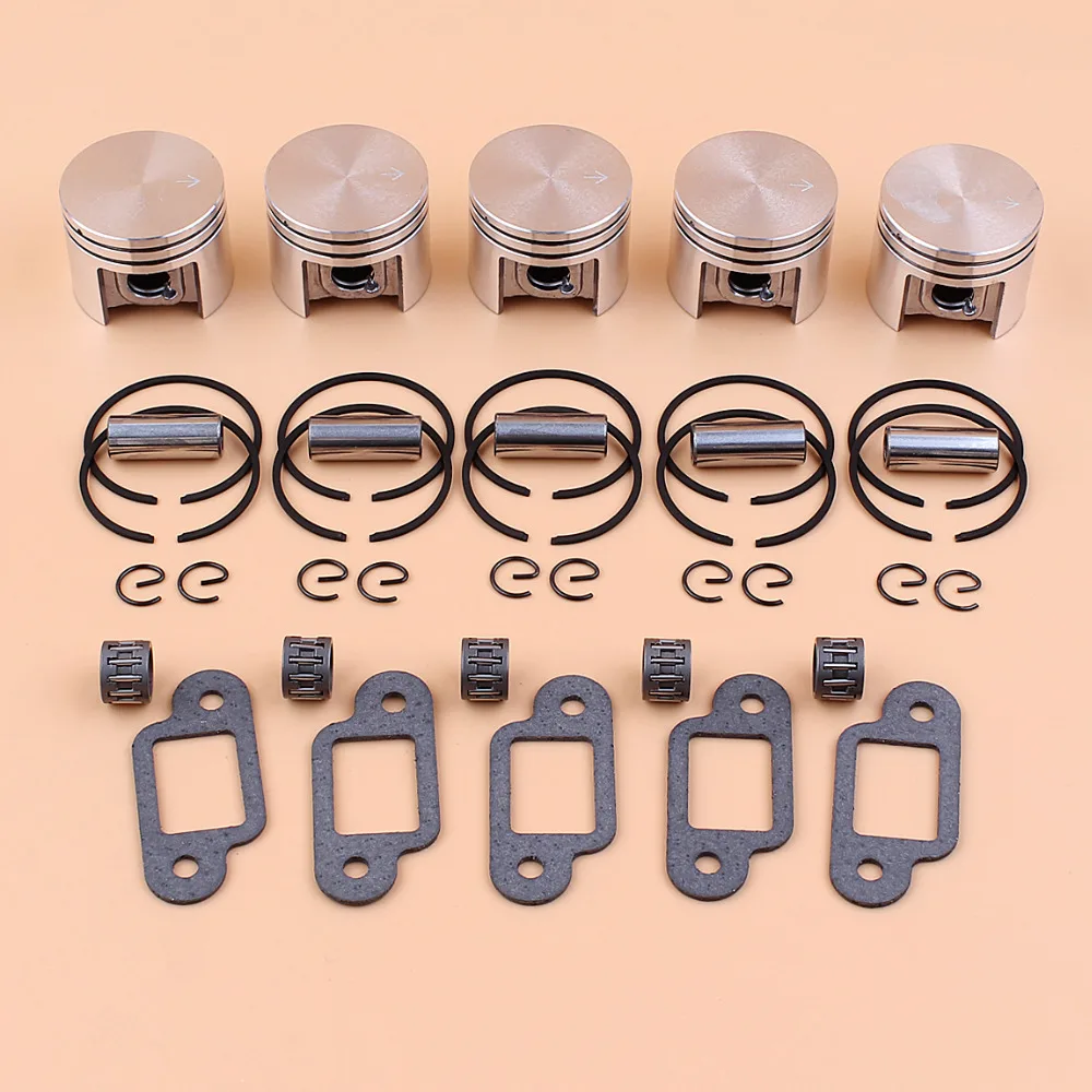 5セット38ミリメートルピストンリングベアリングキットstihl-ms180-ms180c-ms-180-018チェーンソー交換ガスのこぎりエンジンモータ11300302004