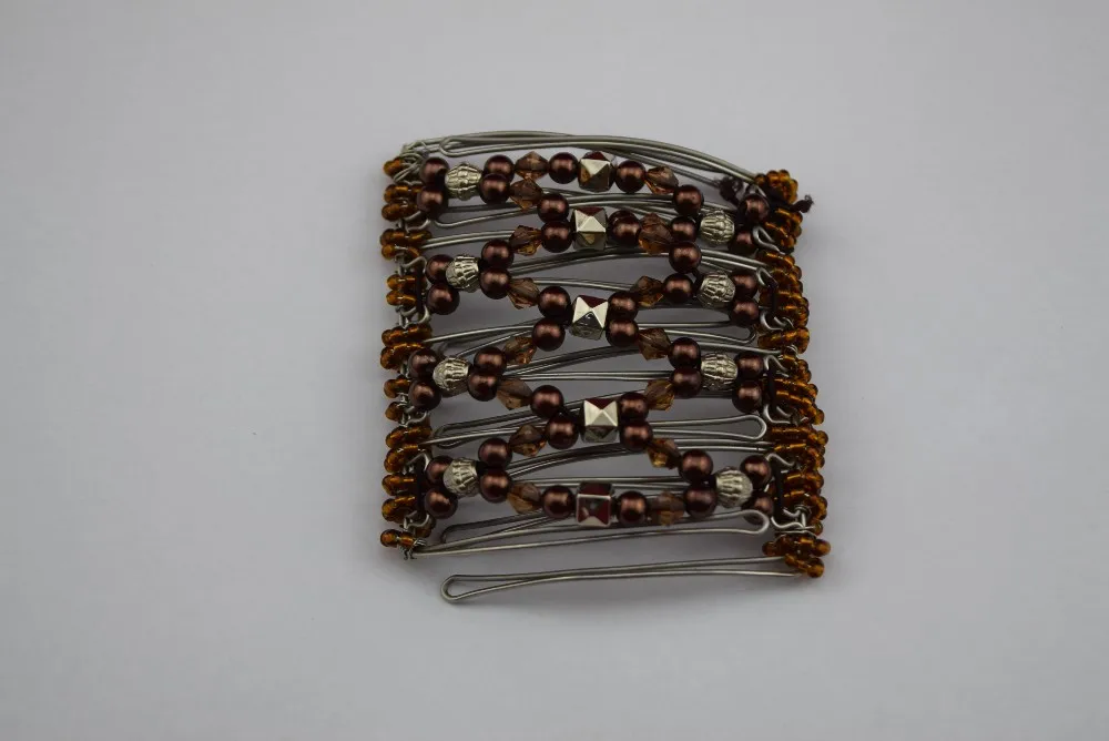 

brown beads metal comb girls women lady wedding pary best gift magic comb 10 pcs /lot