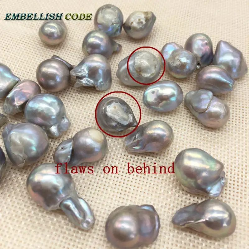 Resize baroque pearls 925 silver Ring stud earring set gray grey colourful Lustrous flameball for women