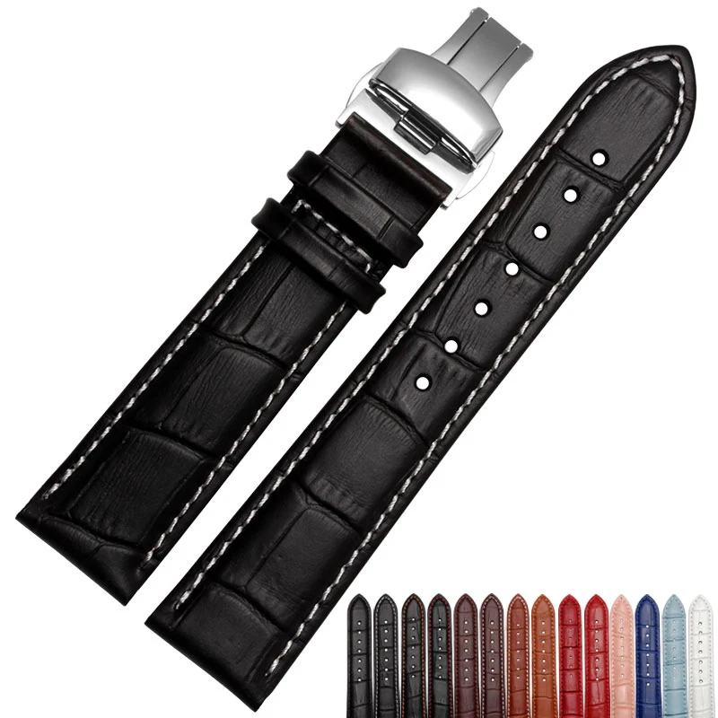 Hot sale Watchband ,High-quality Leather, Watch Accessories 18mm 19mm 20mm 21mm 22mm Strap Belt Free shipping