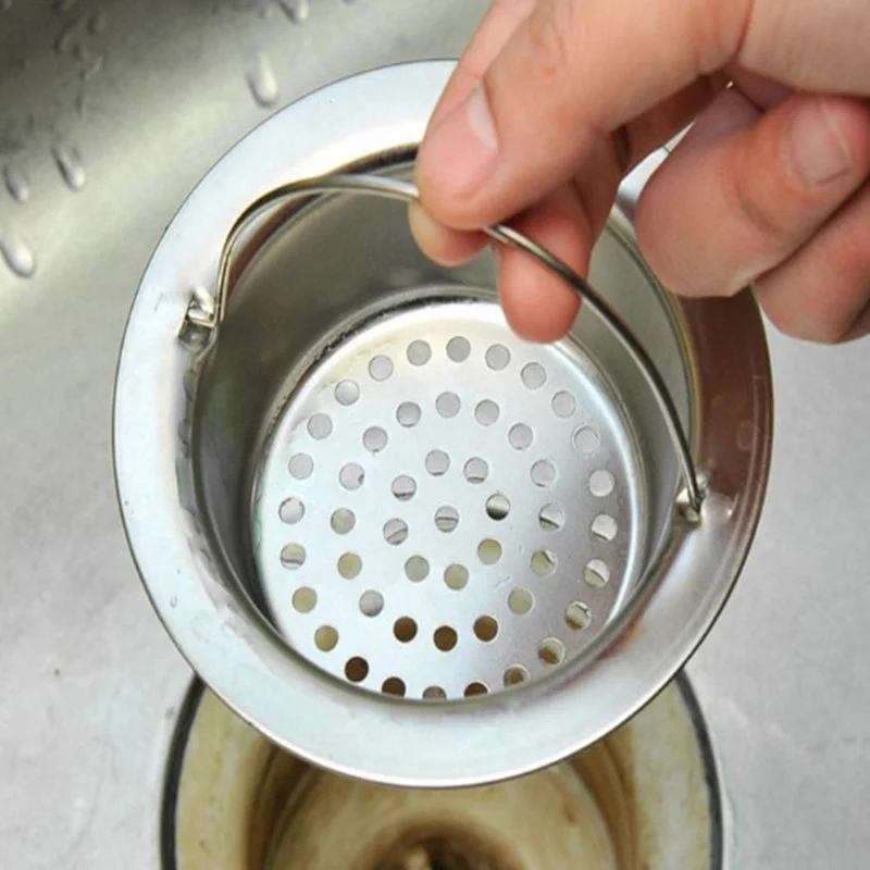 1PC Stainless Steel Kitchen Sink Strainer Sewer Bathroom Shower Hair Filter Basket Anti-Blocking Cleaning Accessories