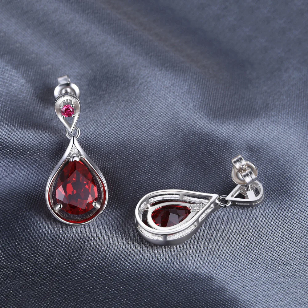 JewelryPalace Water Drop 7.6ct Created Red Ruby 925 Sterling Silver Dangle Drop Earrings for Women