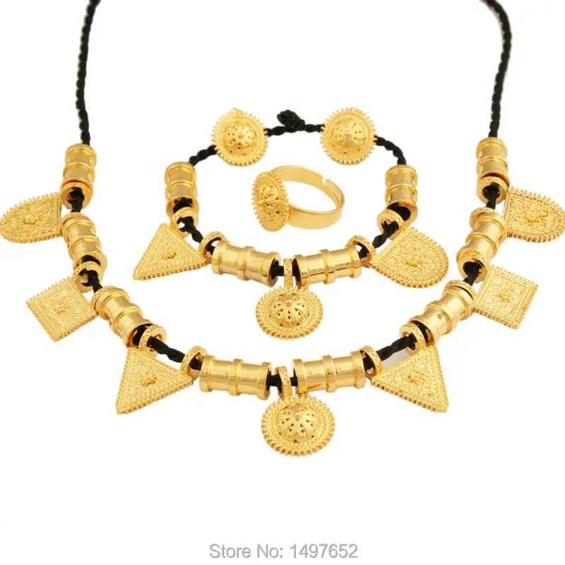 

New Arrival Eritrean/Ethiopian jewelry sets Gold Color Jewelry African Women Wedding Habesha Jewelry Sets