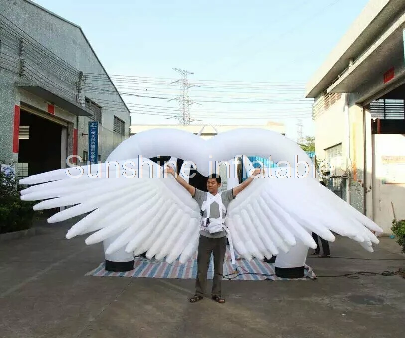 

4mLong party decorative color-changing inflatable stage decoration giant angel wings with led light