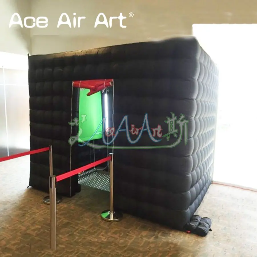 

All black inflatable photo booth backdrop,foto cabin rental for indoor and outdoor events without lights